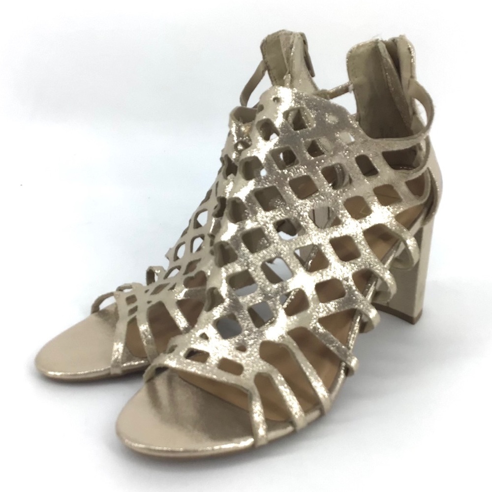 NEW Material Girl Cadence Gold Caged Heel Sandal